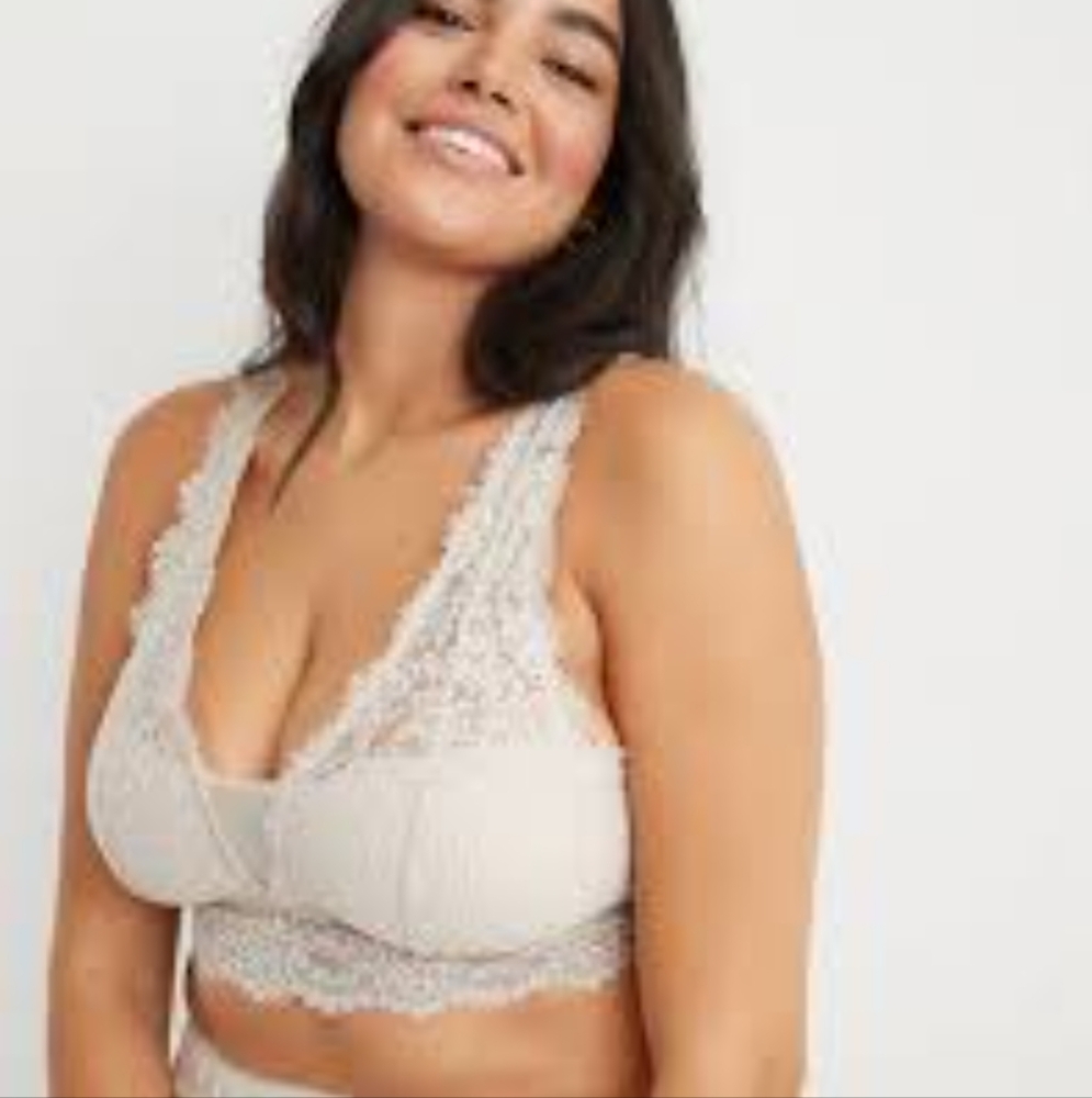 Aerie Lace Plunge Bra - Cream